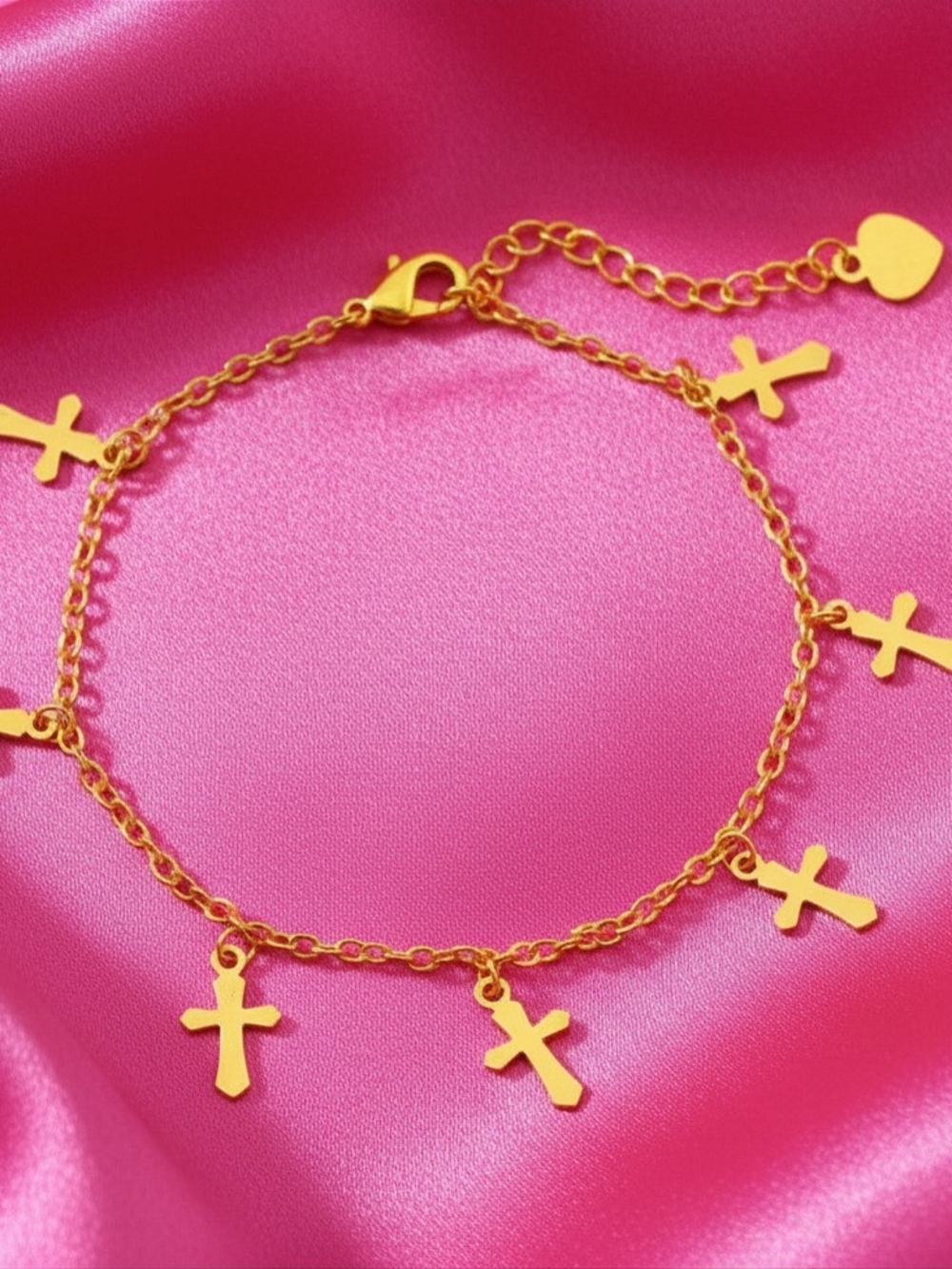 18K Gold-plated Cross Charm Bracelet - Women‎ Jewelry -NEW